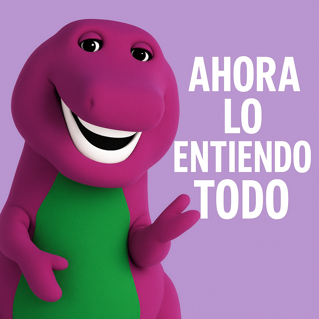 455173a2-4254-453e-be15-904e7b8f2ea7 barnie el dimosaurio meme pasta morada dental